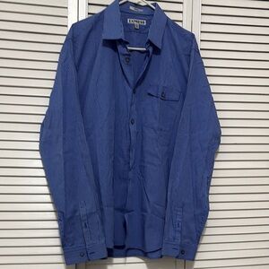 Express Men's Blue Striped Button-Down Shirt
